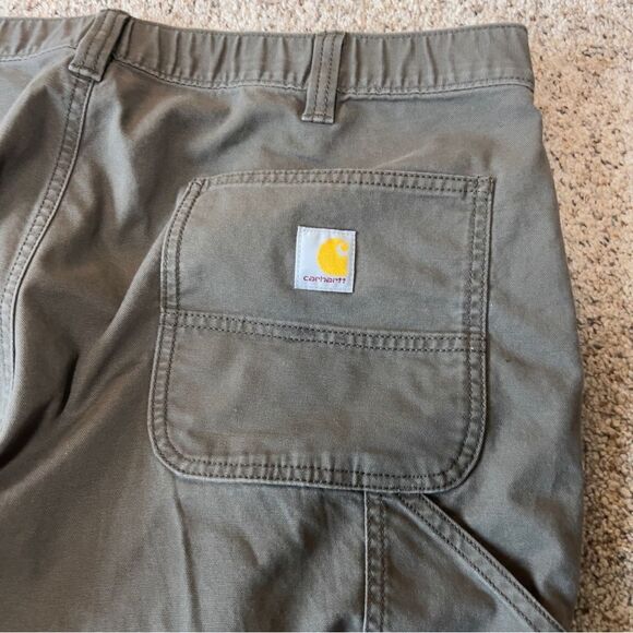Carhartt Men's Rugged Flex Canvas Green Relaxed Fit Cargo Jogger Pants Size 38 - Picture 11 of 12